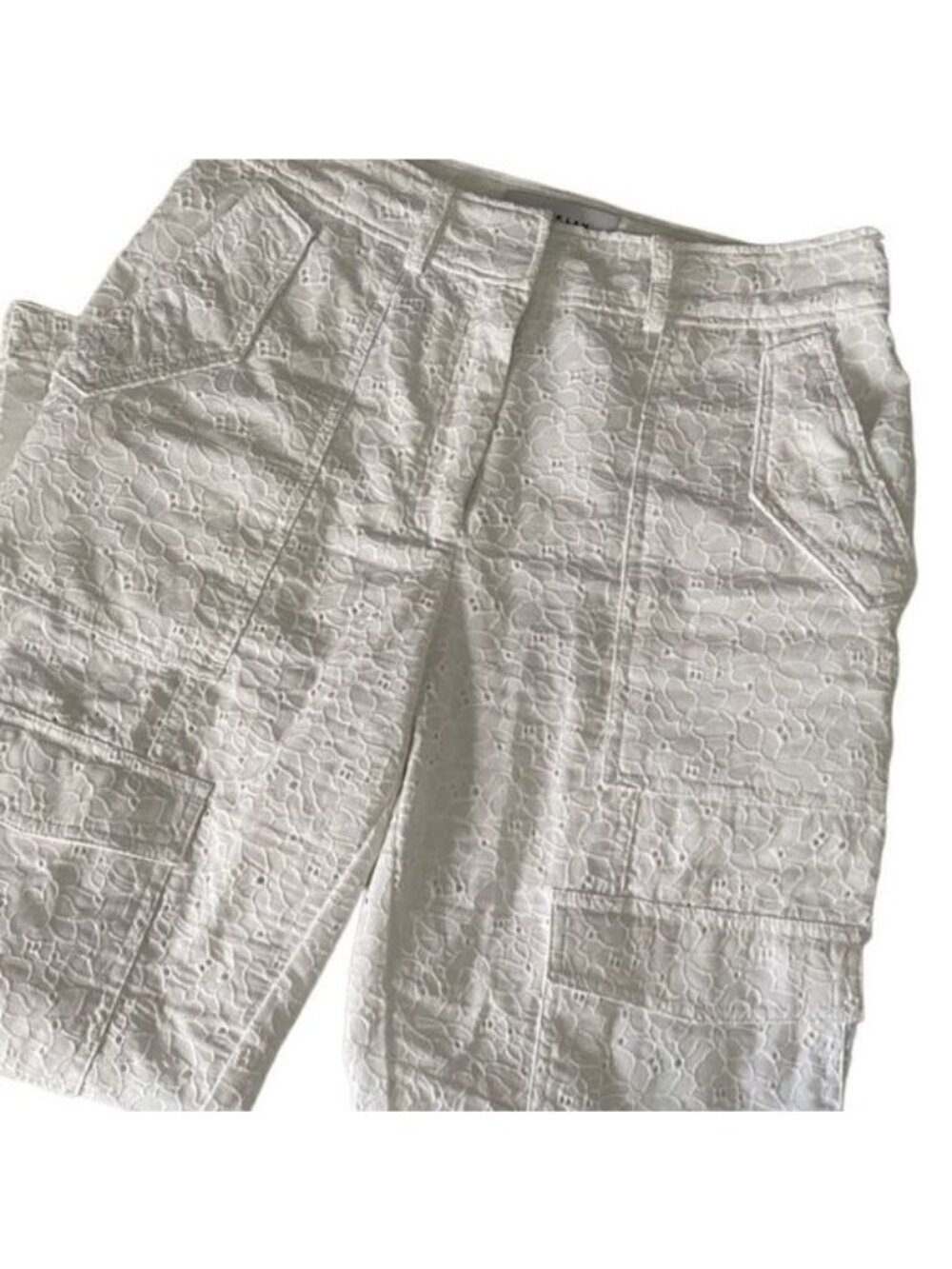 Derek Lam 10 Crosby Mila White Eyelet Cargo Utility Pants Size 8